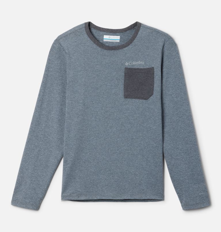 Boys' Tech Trail Long Sleeve Shirt, Color: City Grey, Shark, image 1