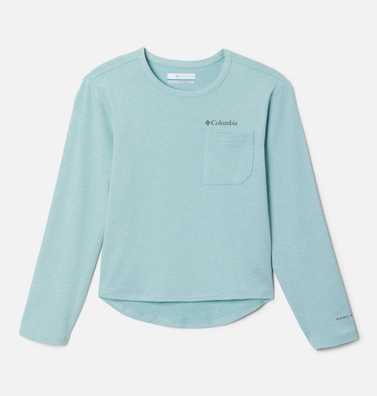 Girls' Tech Trail Long Sleeve Shirt, Color: Aqua Haze, image 1