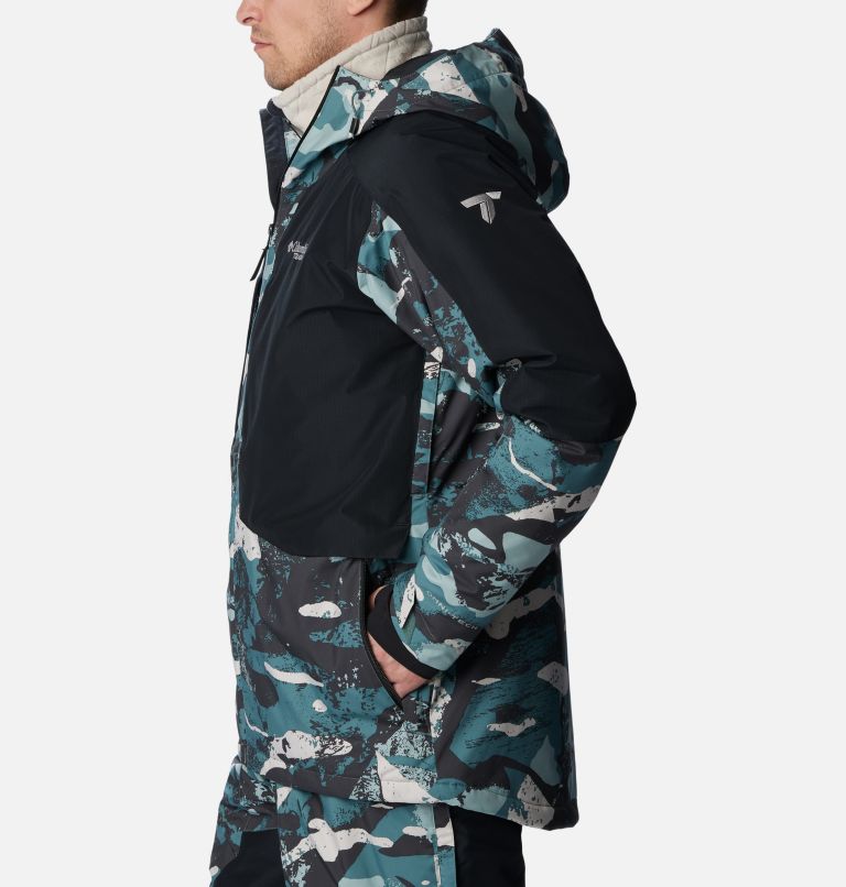 Men's Highland Summit Waterproof Ski Jacket, Color: Metal Geoglacial Print, Black, image 3