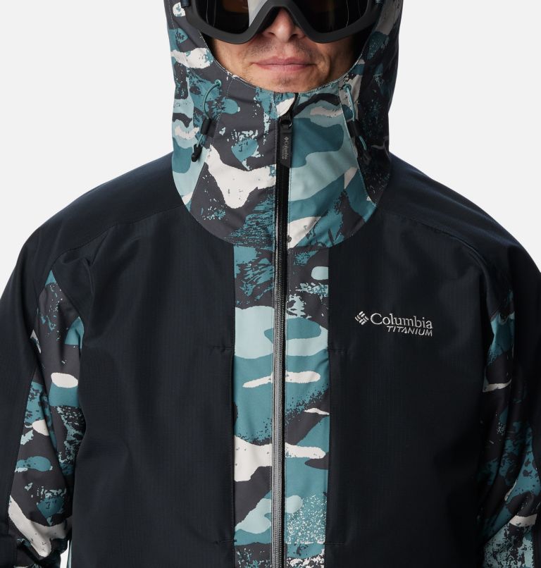 Men's Highland Summit Waterproof Ski Jacket, Color: Metal Geoglacial Print, Black, image 4