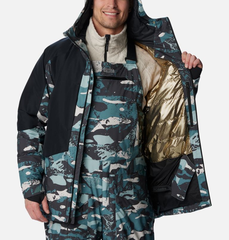 Men's Highland Summit Waterproof Ski Jacket, Color: Metal Geoglacial Print, Black, image 6