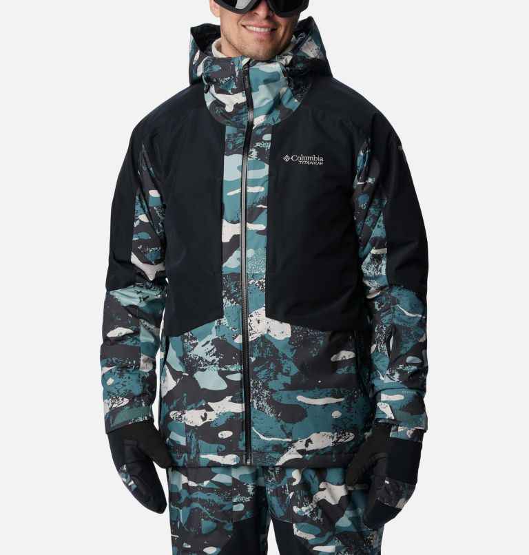 Men's Highland Summit Waterproof Ski Jacket, Color: Metal Geoglacial Print, Black, image 1