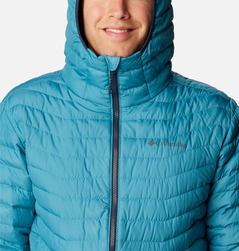 Chaqueta de plumón azul con capucha Columbia Powder Lite para hombre