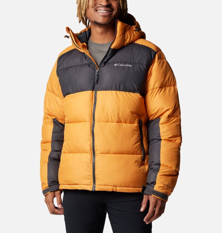 Orange hooded puffer jacket online