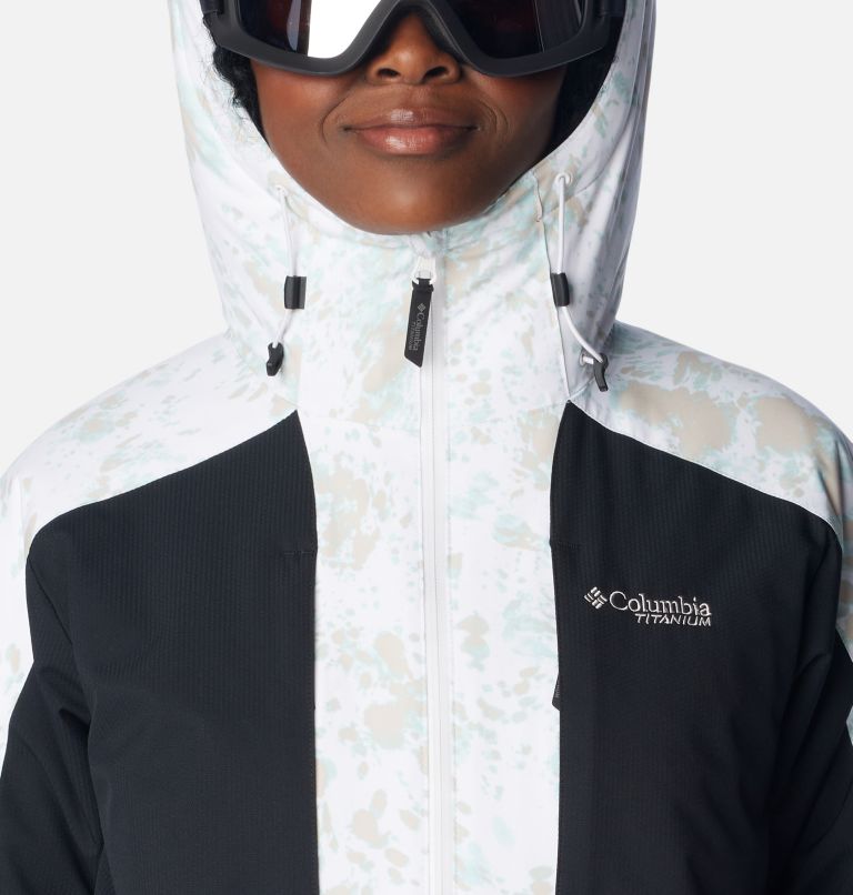 Thumbnail: Women's Highland Summit Jacket, Color: White Flurries Print, Black, image 4