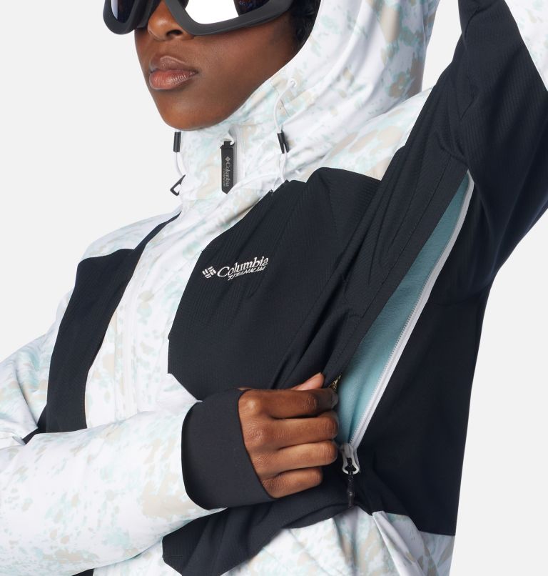 Women's Highland Summit Jacket, Color: White Flurries Print, Black, image 9