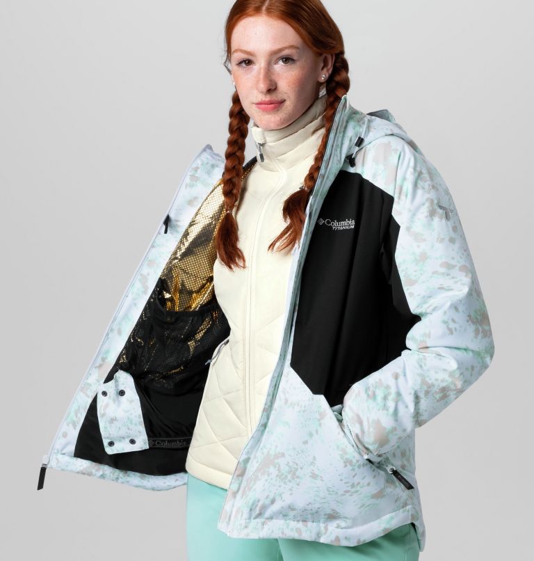Women's Highland Summit Jacket, Color: White Flurries Print, Black, image 12