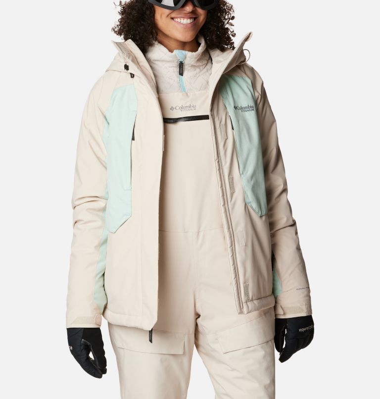 Women's Highland Summit Waterproof Ski Jacket, Color: Dark Stone, Aqua Haze, image 11