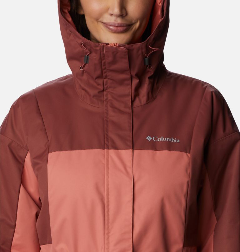 Women's Hikebound Long Insulated Jacket, Color: Faded Peach, Beetroot, image 4