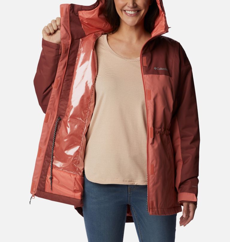Women's Hikebound Long Insulated Jacket, Color: Faded Peach, Beetroot, image 5