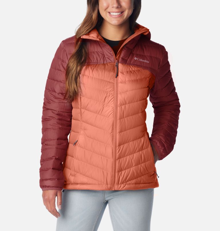 Women's Westridge Hooded Down Jacket, Color: Beetroot, Faded peach, image 1