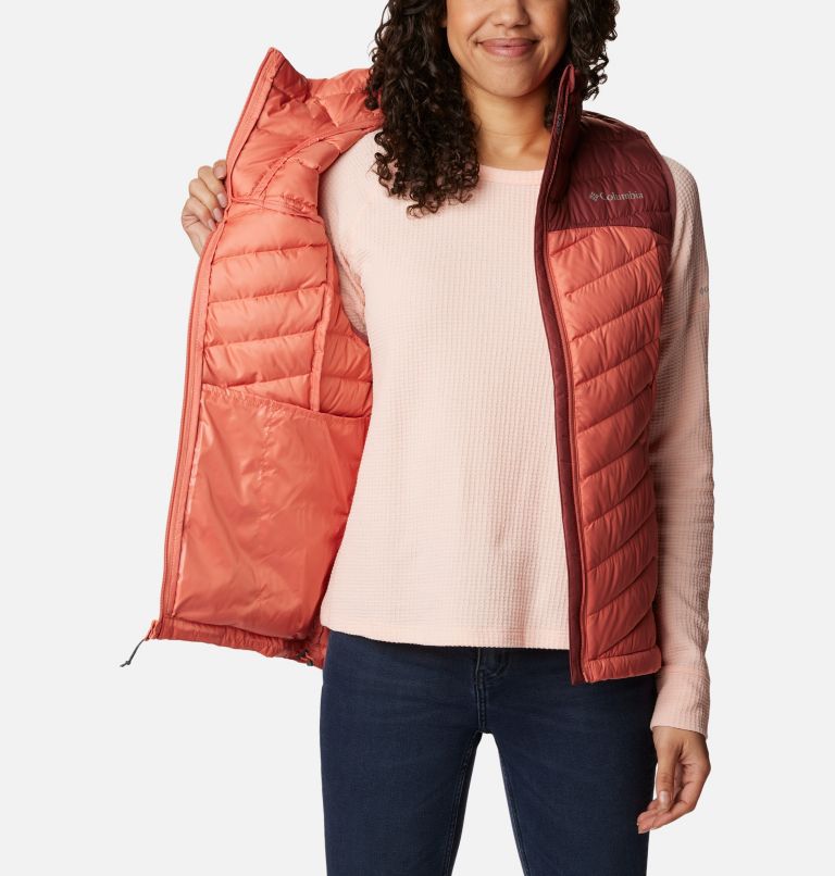 Women's Westridge Packable Down Vest, Color: Beetroot, Faded Peach, image 5