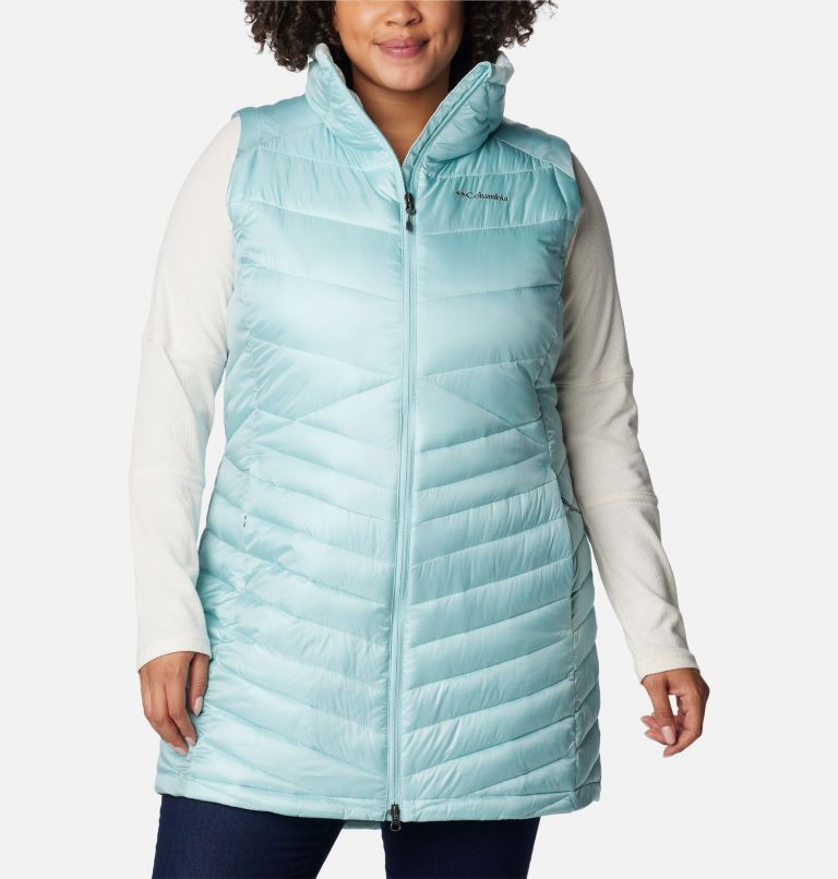 Thumbnail: Women's Joy Peak Long Vest - Plus Size, Color: Aqua Haze, image 1