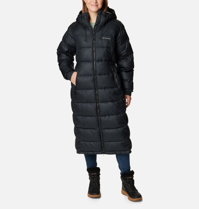 Womens long black puffer on sale coat