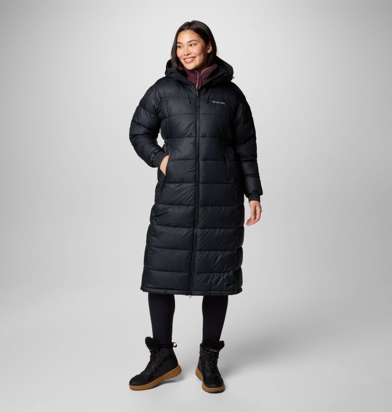 Long black puffer coat with hood womens sale