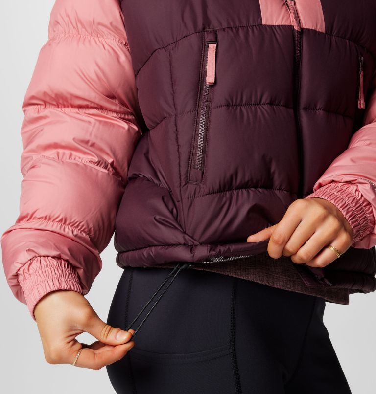 Pink puffer jacket cropped best sale