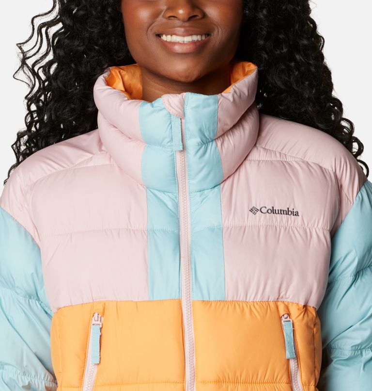 Columbia PIKE LAKE CROPPED - Chaqueta de plumas - sunset peach/dusty  pink/aqua haze/multicolor 