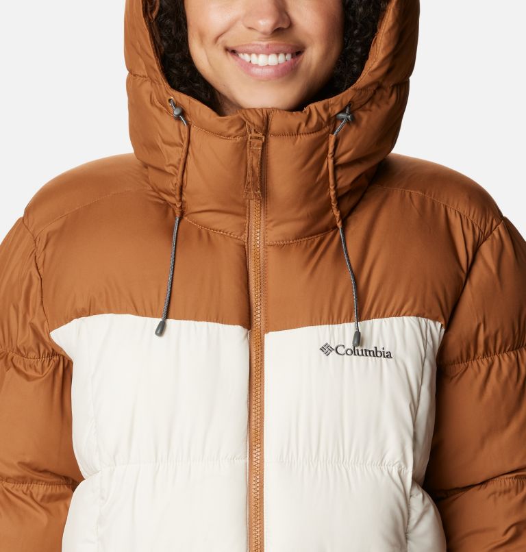 Women's Pike Lake II Hooded Puffer Jacket, Color: Camel Brown, Chalk, image 4