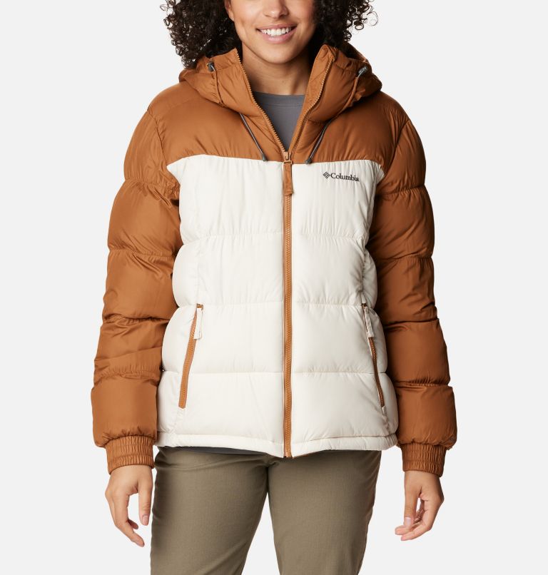 Thumbnail: Women's Pike Lake II Hooded Puffer Jacket, Color: Camel Brown, Chalk, image 1