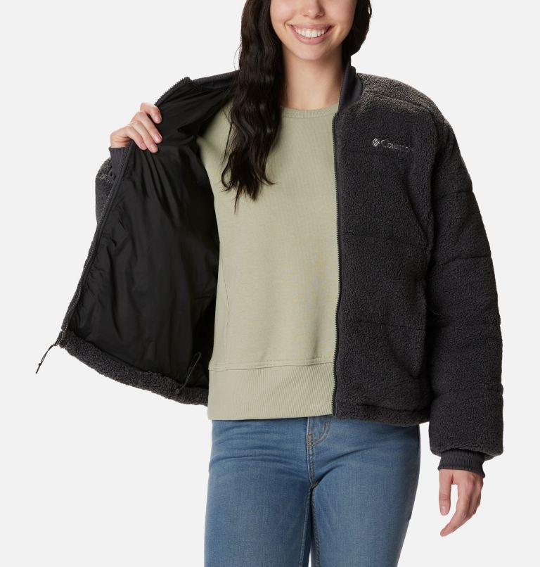 Women's Puffect Novelty Sherpa Puffer Jacket, Color: Shark, image 5