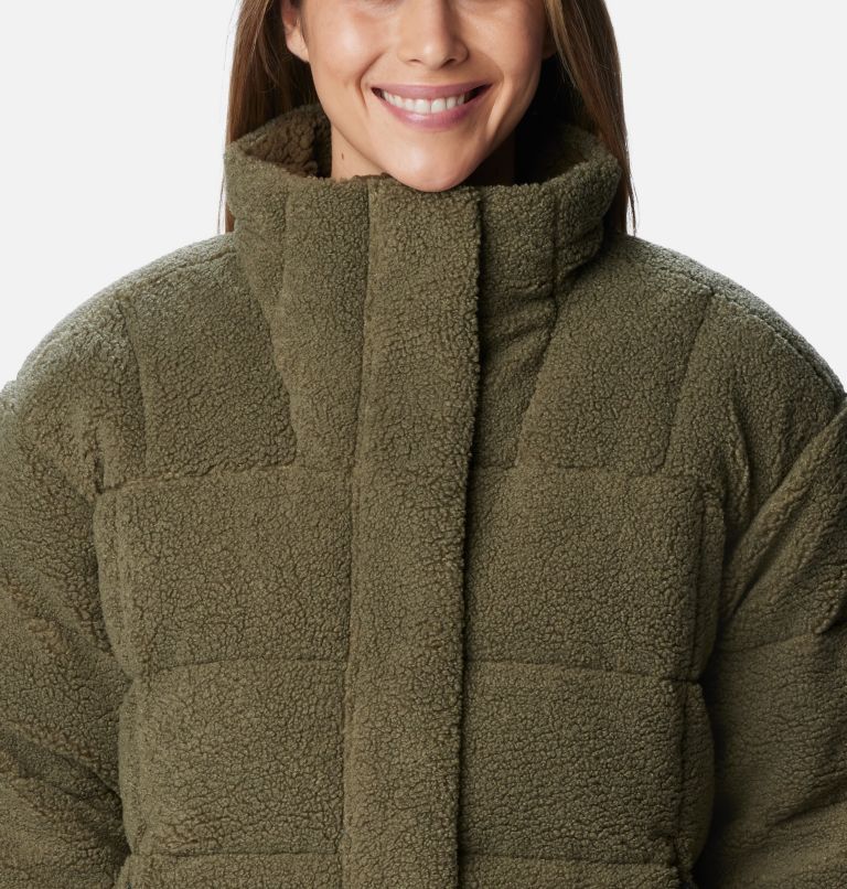 Columbia lodge baffled sherpa online fleece jacket in green