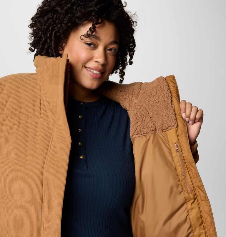 Women's Sherpa Ruby Falls Novelty Jacket - Plus Size, Color: Camel Brown Corduroy, image 7