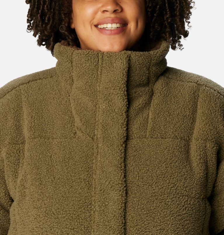Thumbnail: Women's Sherpa Ruby Falls Novelty Jacket - Plus Size, Color: Stone Green Doodle Sherpa, image 4