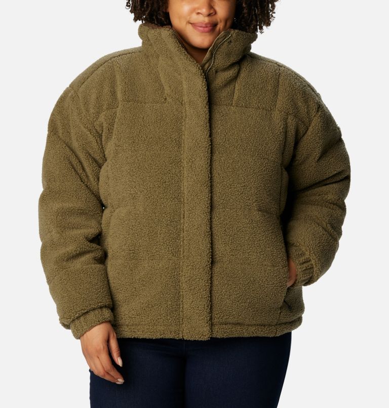 Women's Ruby Falls Novelty Jacket - Plus Size, Color: Stone Green Doodle Sherpa, image 1