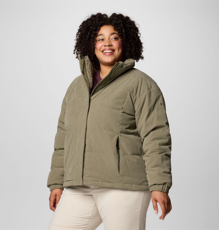 Women's Sherpa Ruby Falls Novelty Jacket - Plus Size, Color: Stone Green Corduroy, image 4