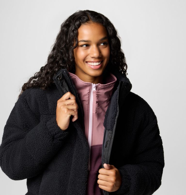 Women's Ruby Falls Novelty Jacket, Color: Black Doodle Sherpa, image 5