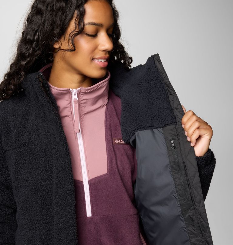 Women's Ruby Falls Novelty Jacket, Color: Black Doodle Sherpa, image 6
