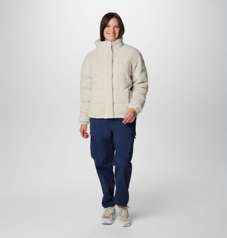 Women's Ruby Falls II Novelty Sherpa Puffer Jacket, Color: Dark Stone Doodle Sherpa, image 3