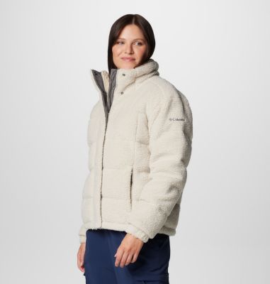 Women's Ruby Falls II Novelty Sherpa Puffer Jacket, Color: Dark Stone Doodle Sherpa, image 4