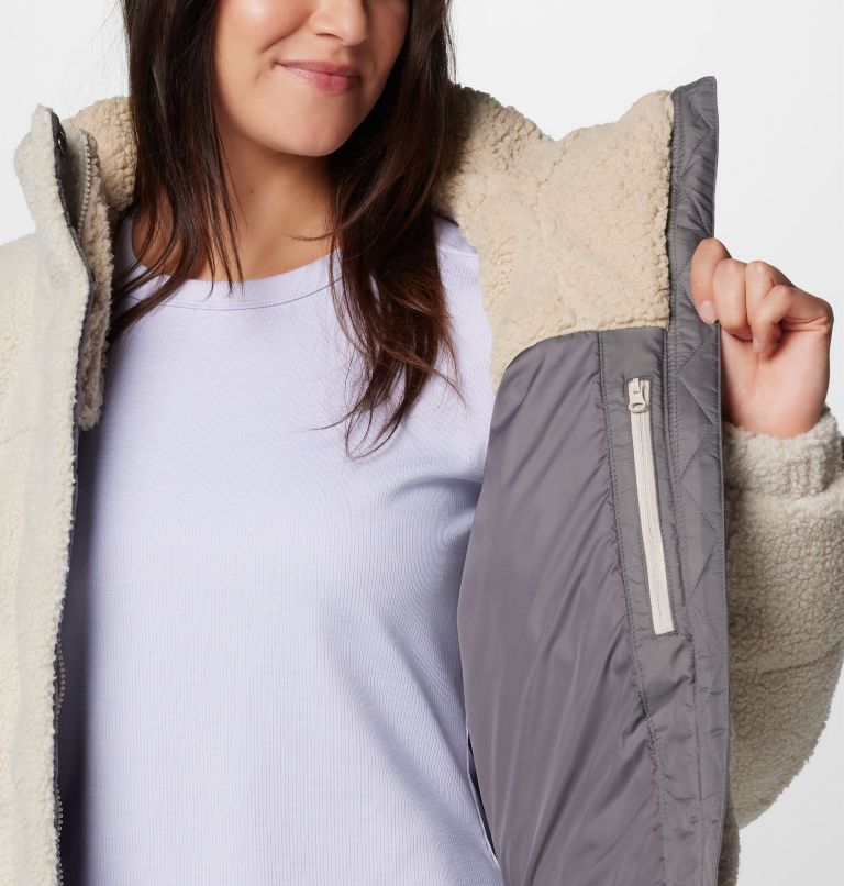 Women's Ruby Falls II Novelty Sherpa Puffer Jacket, Color: Dark Stone Doodle Sherpa, image 6
