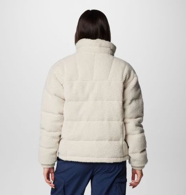 Women's Ruby Falls II Novelty Sherpa Puffer Jacket, Color: Dark Stone Doodle Sherpa, image 2