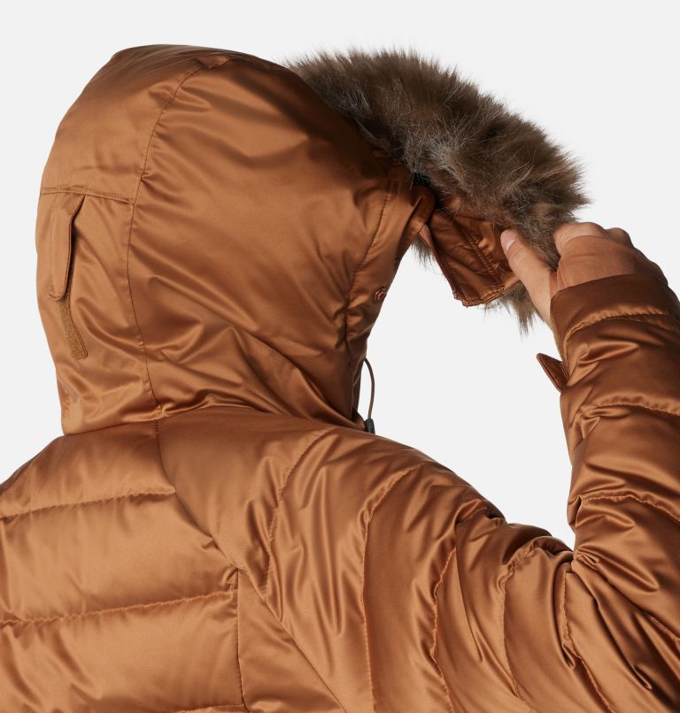 Manteau mi-long Lay D Down III pour femmes, Color: Camel Brown Satin, image 7