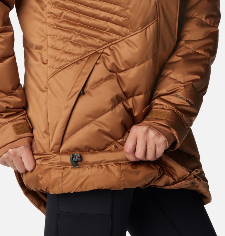 Manteau mi-long Lay D Down III pour femmes, Color: Camel Brown Satin, image 8