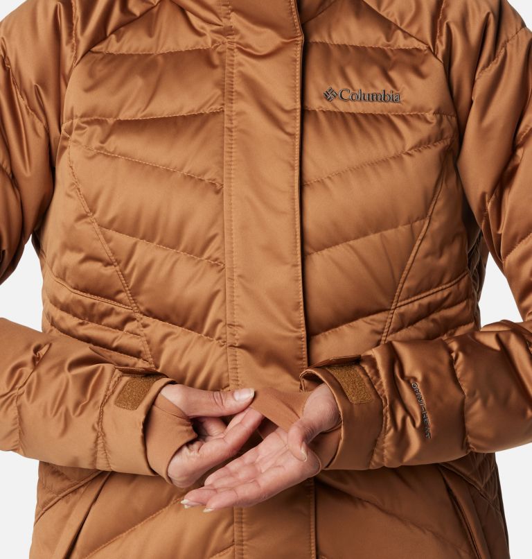 Women's Lay D Down III Mid Jacket, Color: Camel Brown Satin, image 9