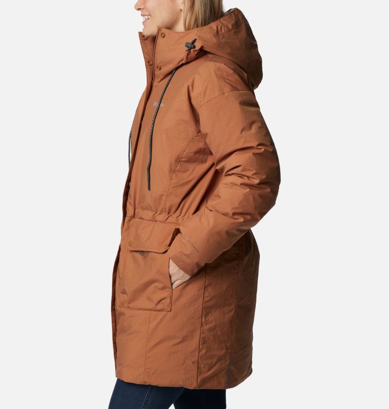 Parka color camel outlet mujer