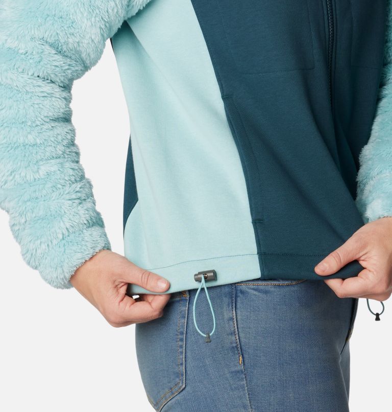 Women's Columbia Lodge Hybrid Sherpa Jacket, Color: Aqua Haze, Night Wave, image 6