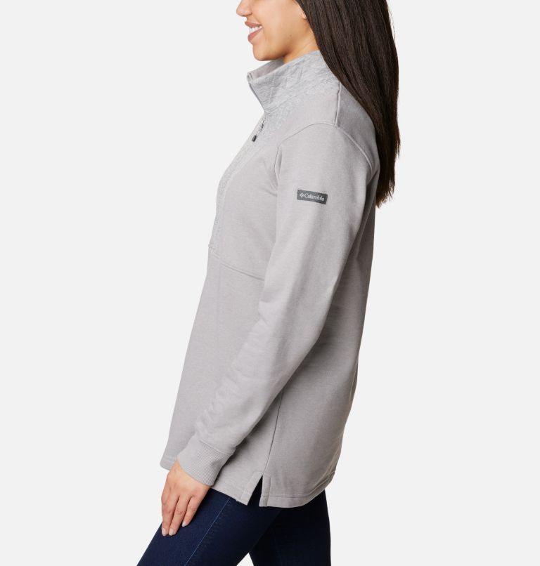 Women's Columbia Lodge Quilted Quarter Zip Tunic, Color: Light Grey Heather, image 3