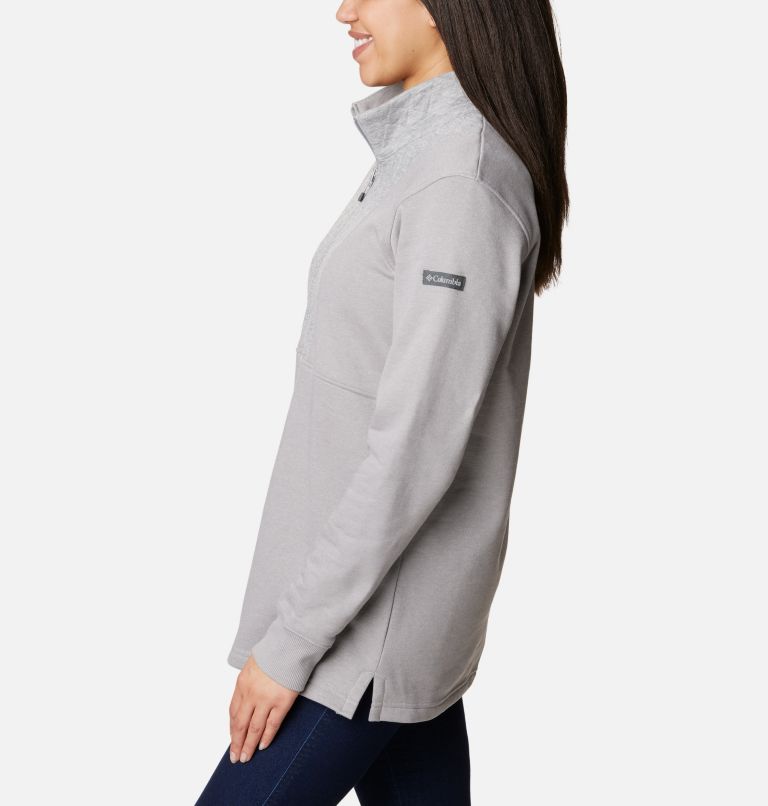 Thumbnail: Women's Columbia Lodge Quilted Quarter Zip Tunic, Color: Light Grey Heather, image 3