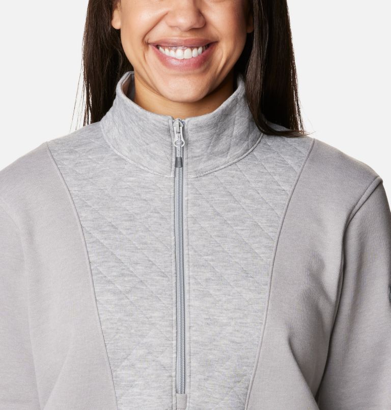 Women's Columbia Lodge Quilted Quarter Zip Tunic, Color: Light Grey Heather, image 4
