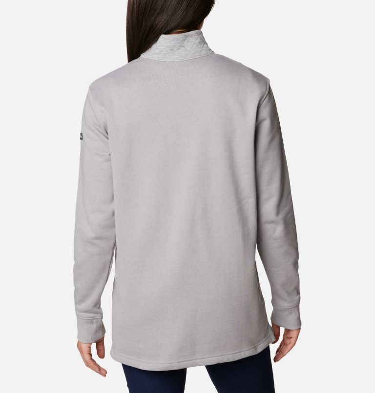 Women's Columbia Lodge Quilted Quarter Zip Tunic, Color: Light Grey Heather, image 2