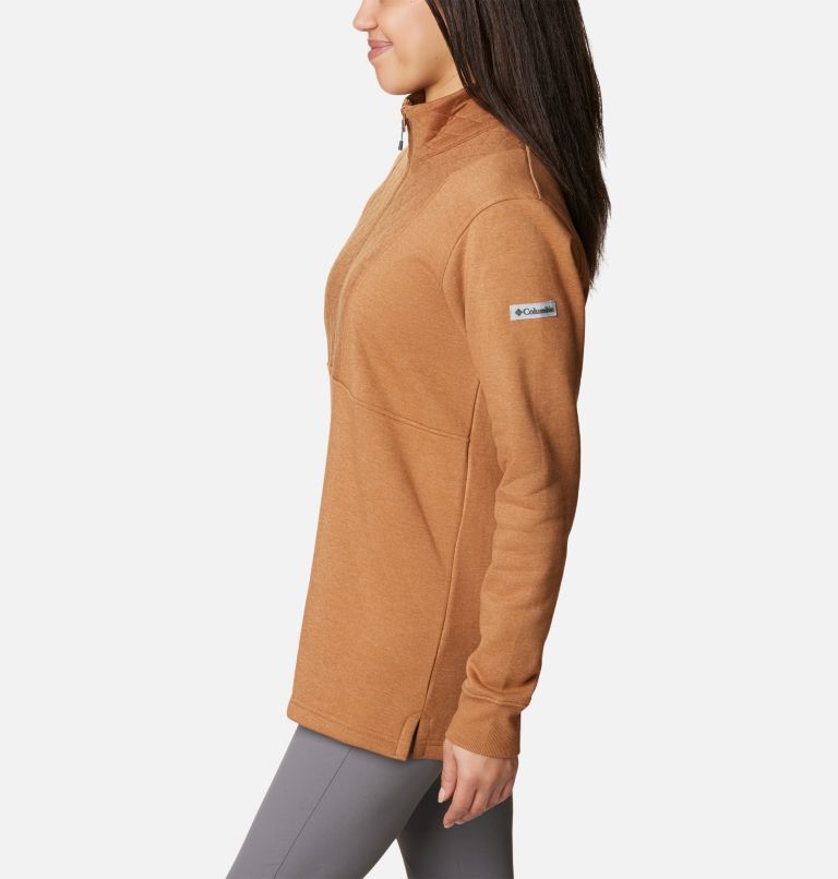 Women's Columbia Lodge Quilted Quarter Zip Tunic, Color: Camel Brown, image 3