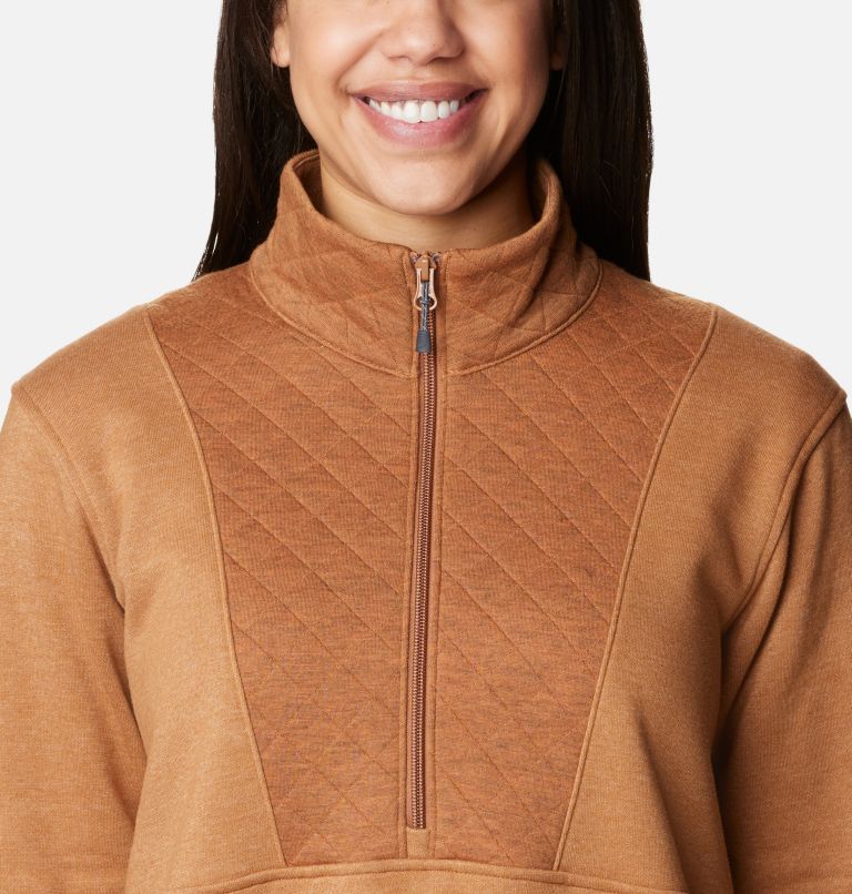 Thumbnail: Women's Columbia Lodge Quilted Quarter Zip Tunic, Color: Camel Brown, image 4