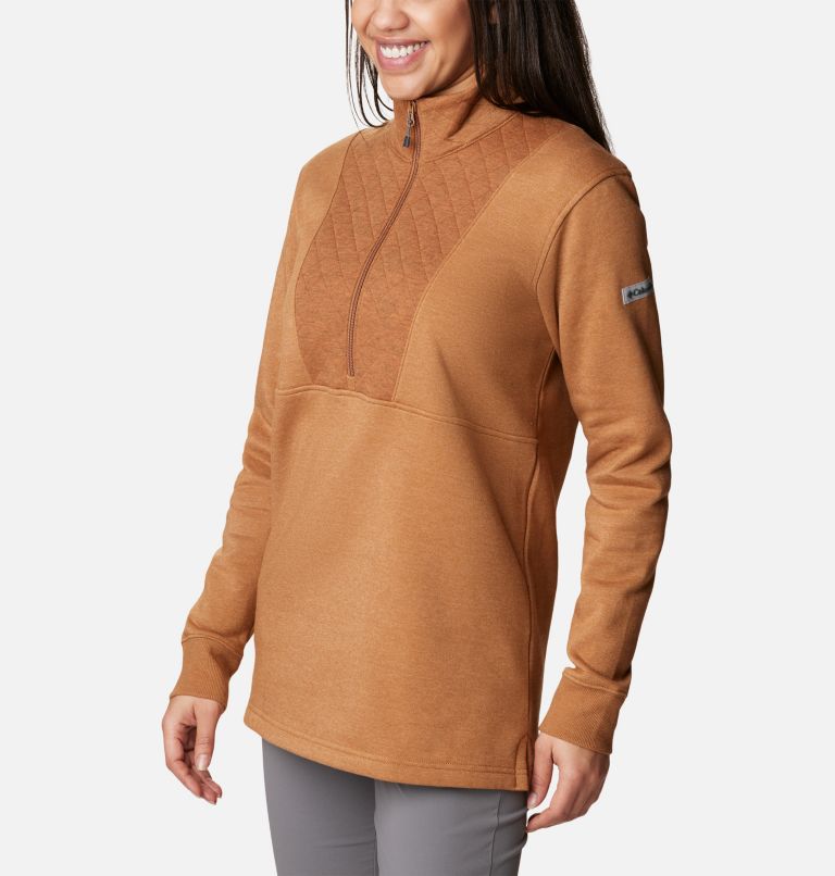 Women's Columbia Lodge Quilted Quarter Zip Tunic, Color: Camel Brown, image 5
