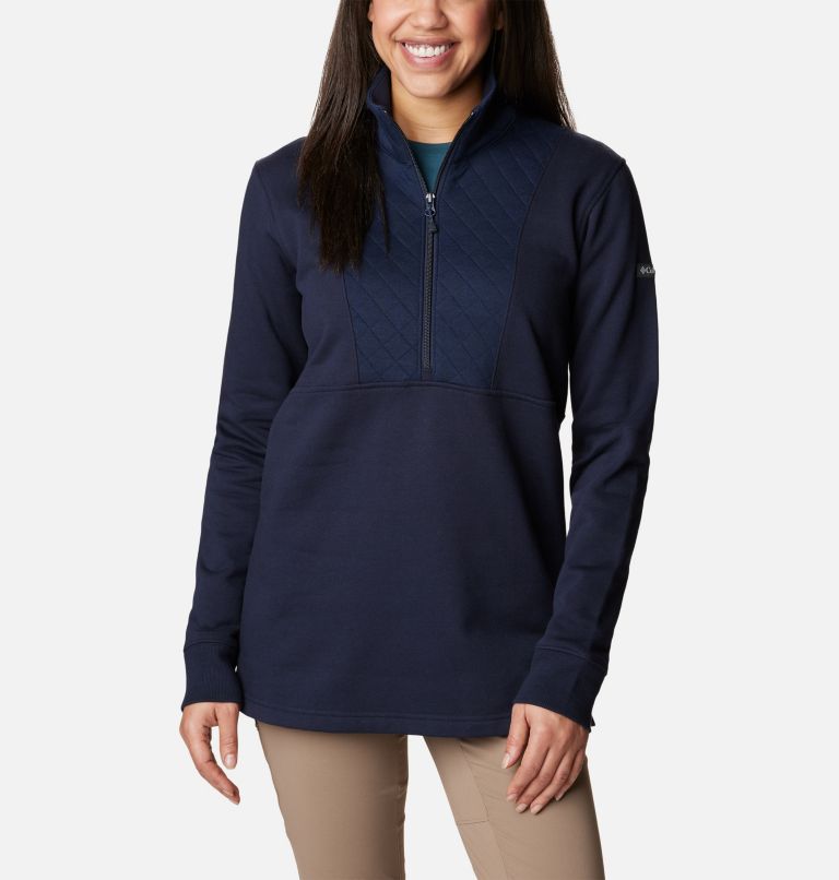 Thumbnail: Women's Columbia Lodge Quilted Quarter Zip Tunic, Color: Dark Nocturnal, image 1