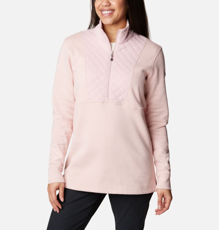 Women's Columbia Lodge Quilted Quarter Zip Tunic, Color: Dusty Pink, image 1