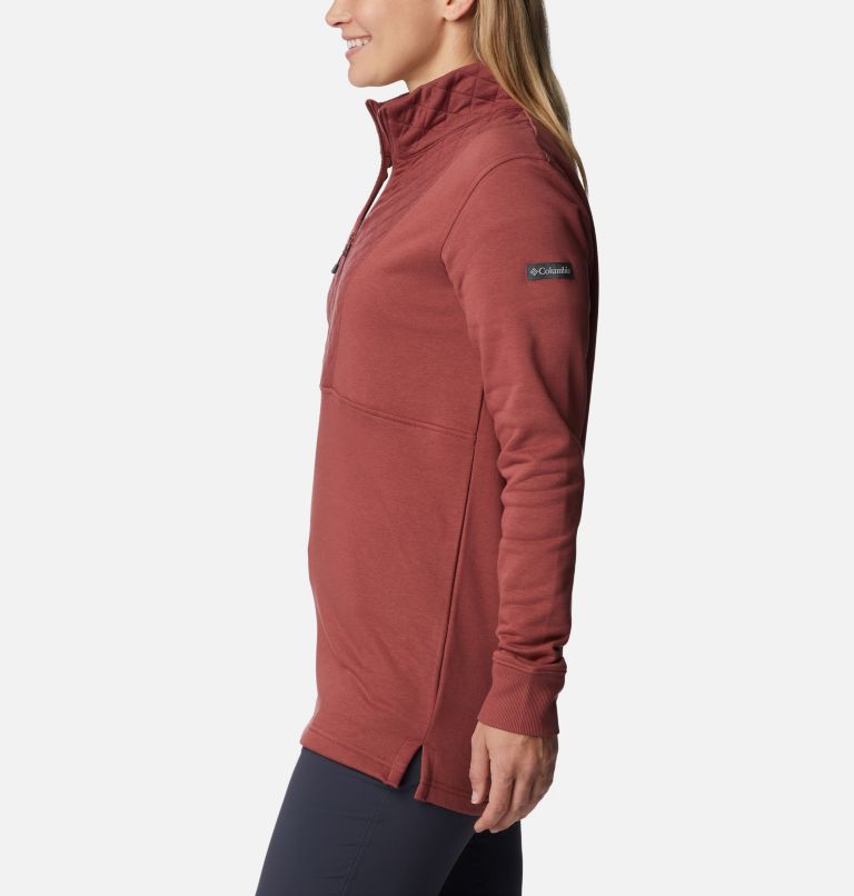 Women's Columbia Lodge Quilted Quarter Zip Tunic, Color: Beetroot, image 3